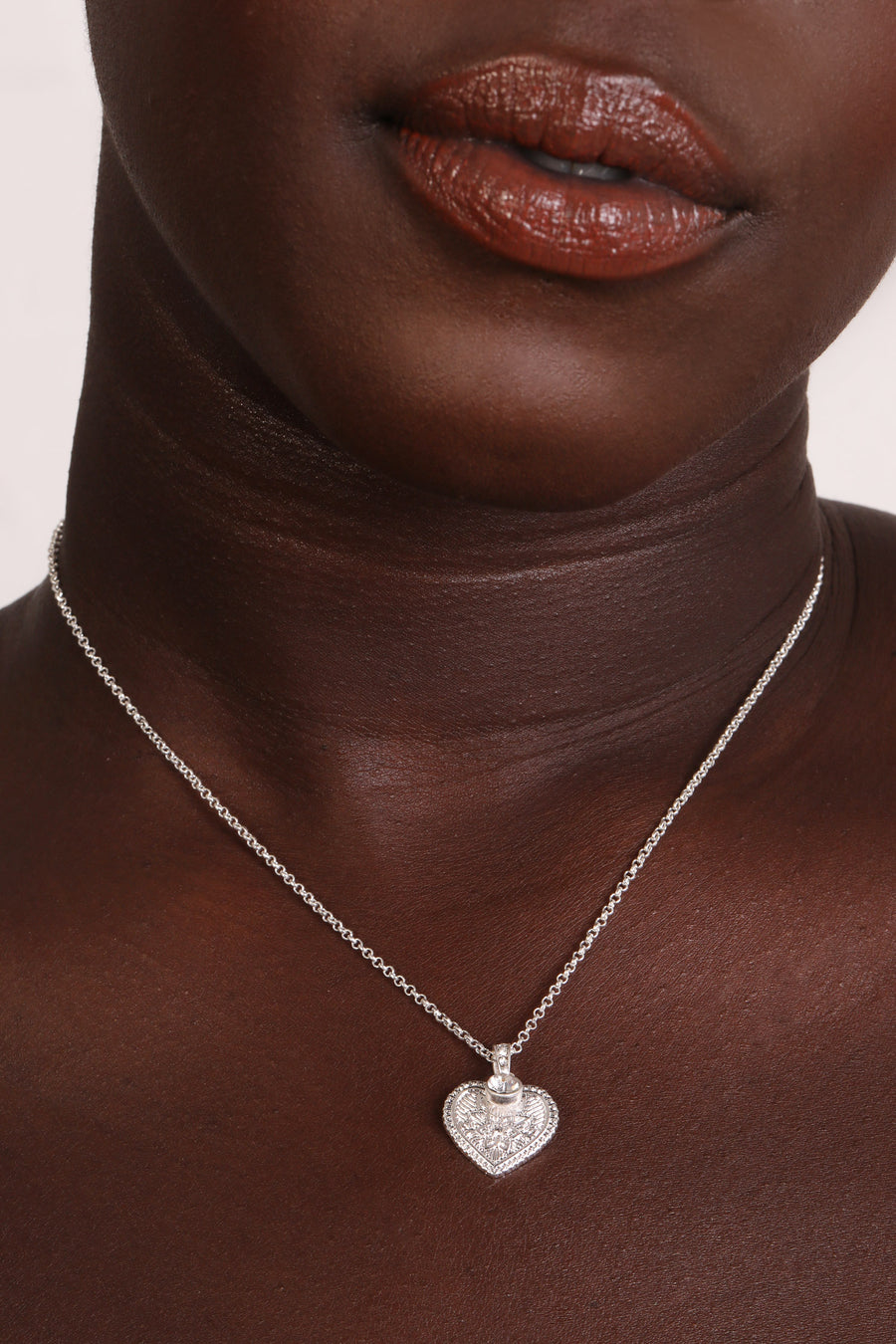 Bibi Bijoux Silver Heart On Fire Necklace