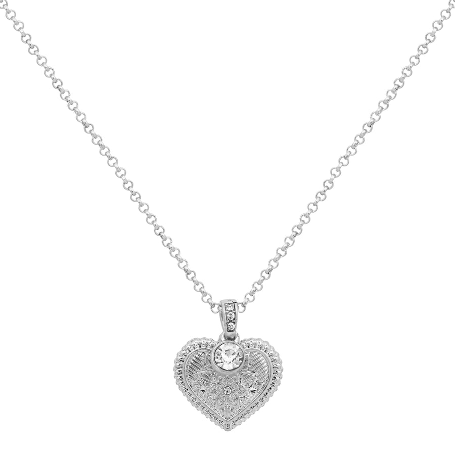 Bibi Bijoux Silver Heart On Fire Necklace