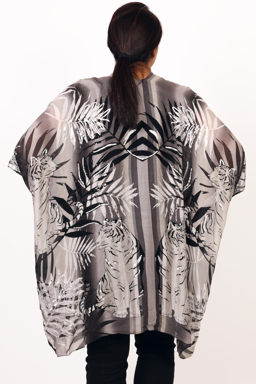 Black & White 'Tropical' Print Kaftan