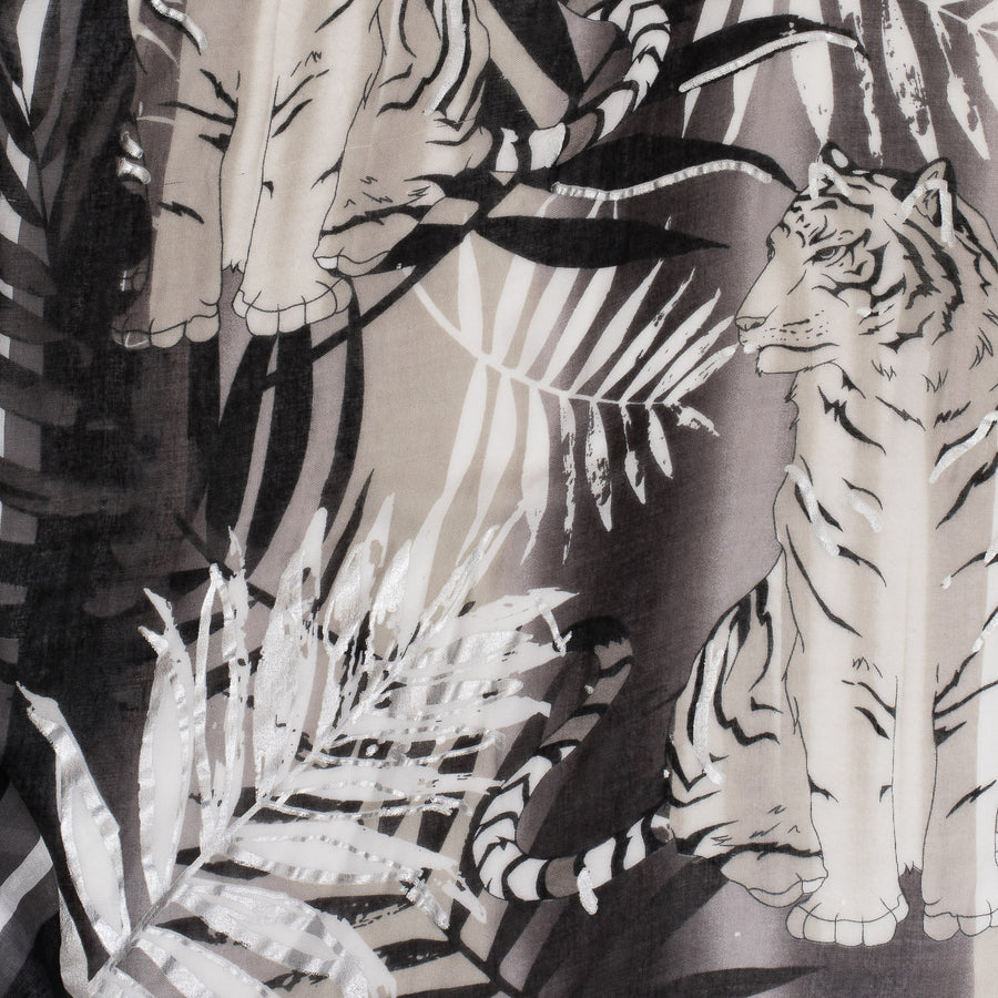 Black & White 'Tropical' Print Kaftan