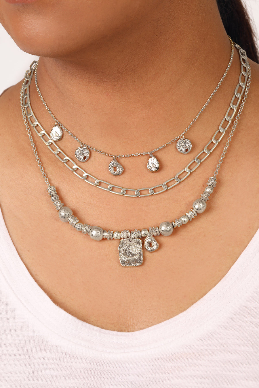 Bibi Bijoux Silver Molten Metal Necklace