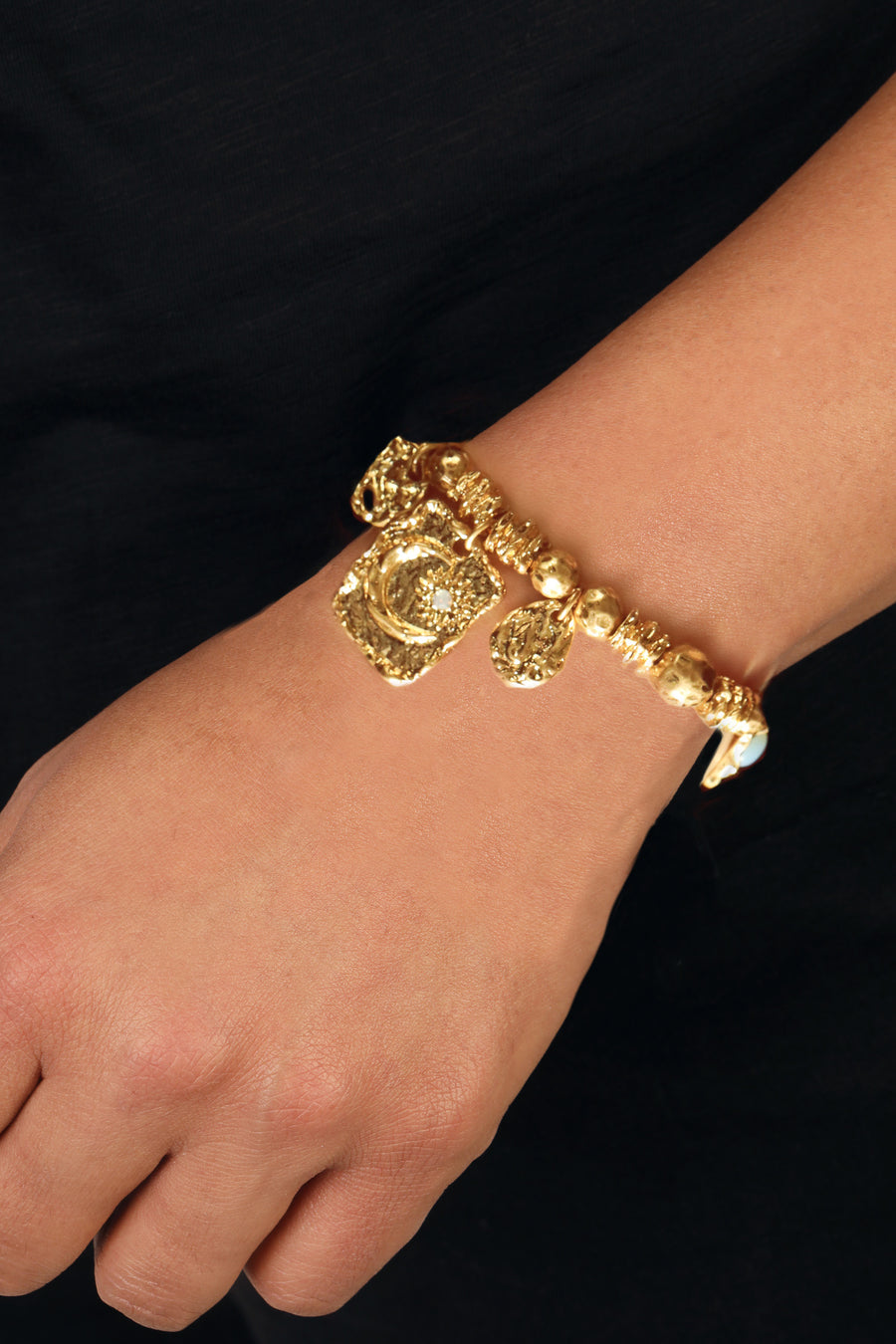 Bibi Bijoux Gold Molten Metal Ball Bracelet