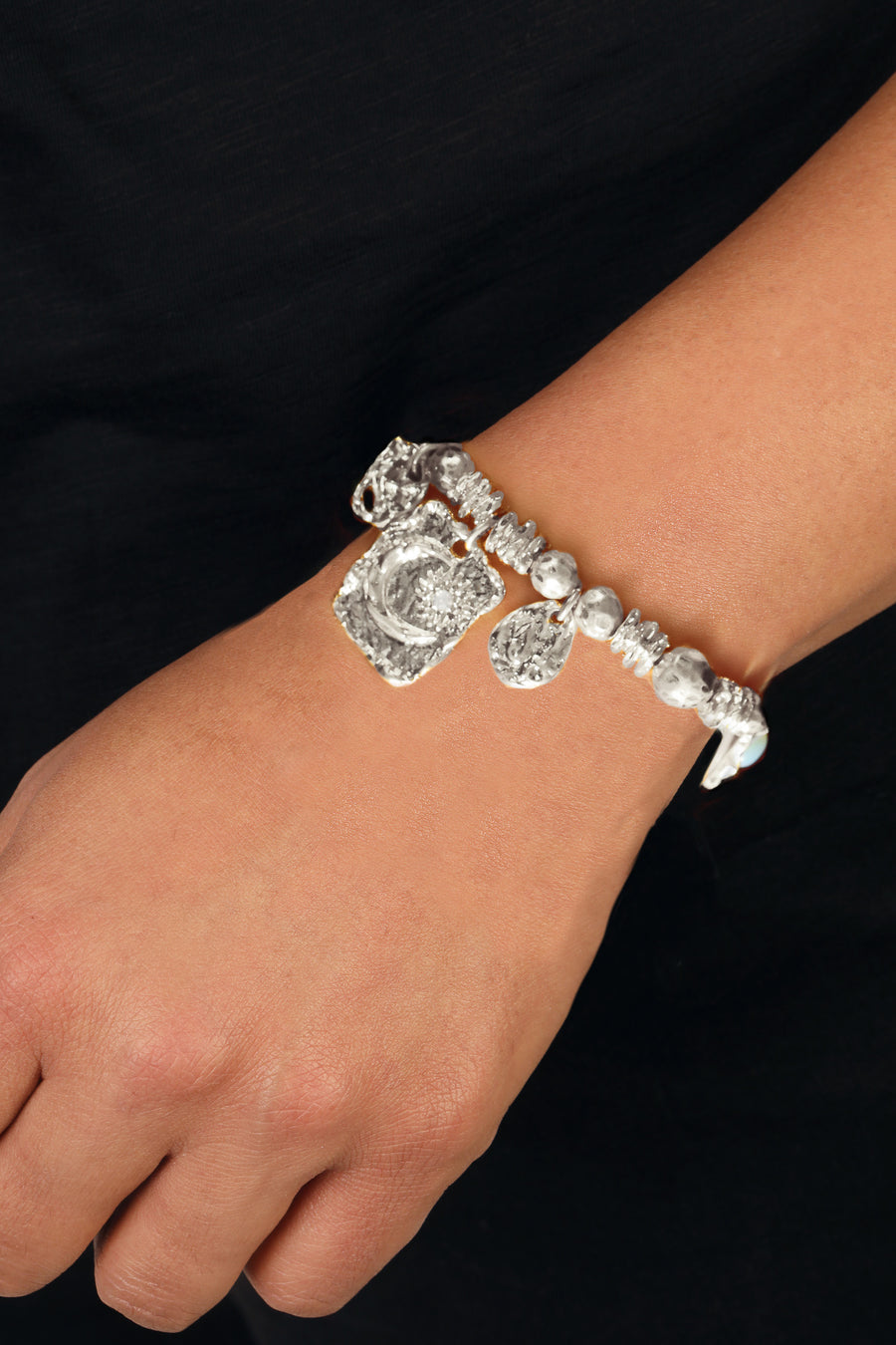 Bibi Bijoux Silver Molten Metal Ball Bracelet
