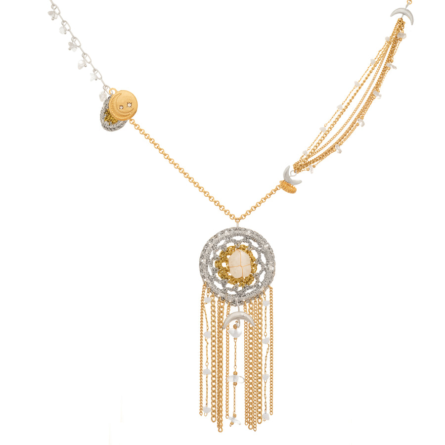 Bibi Bijoux Gold Clear Quartz Dreamcatcher Necklace