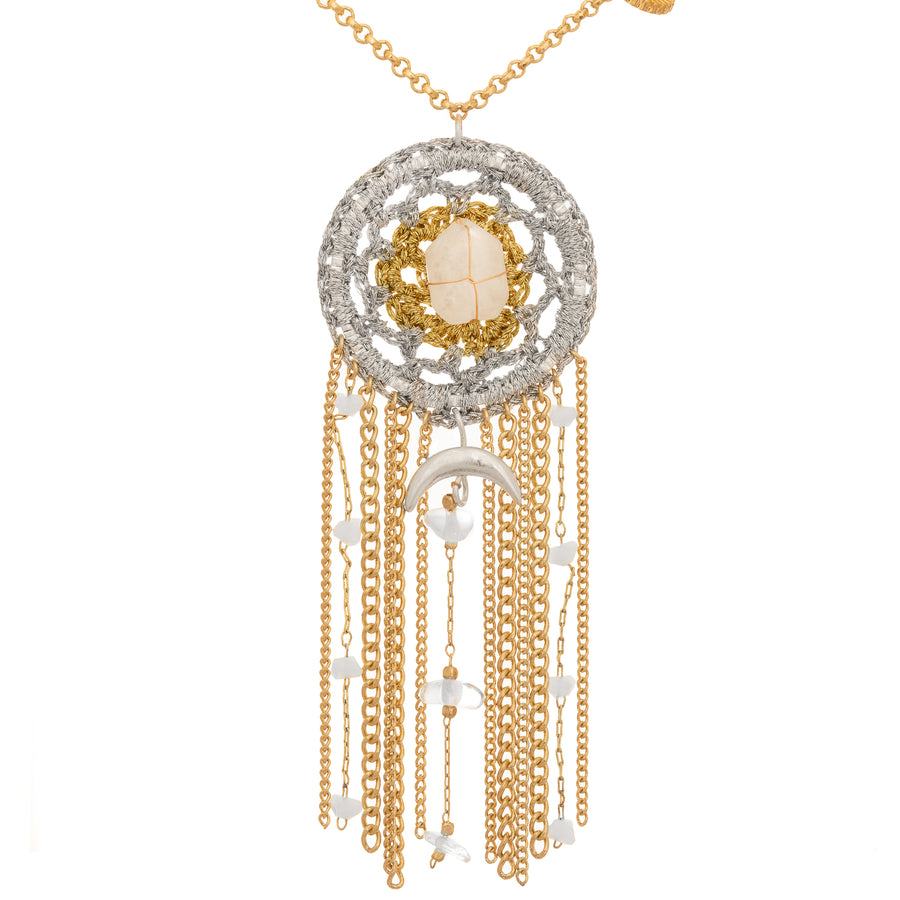 Bibi Bijoux Gold Clear Quartz Dreamcatcher Necklace