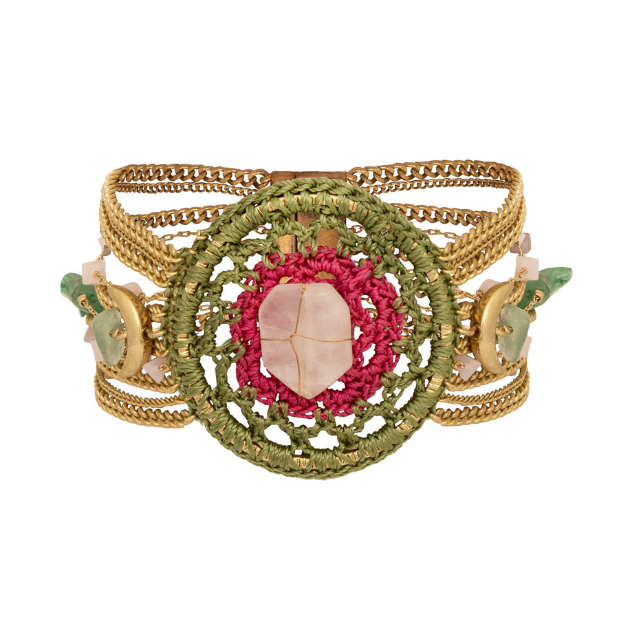 Bibi Bijoux Gold Rose Quartz Dreamcatcher Bracelet