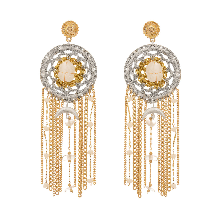 Bibi Bijoux Gold Clear Quartz Dreamcatcher Earrings