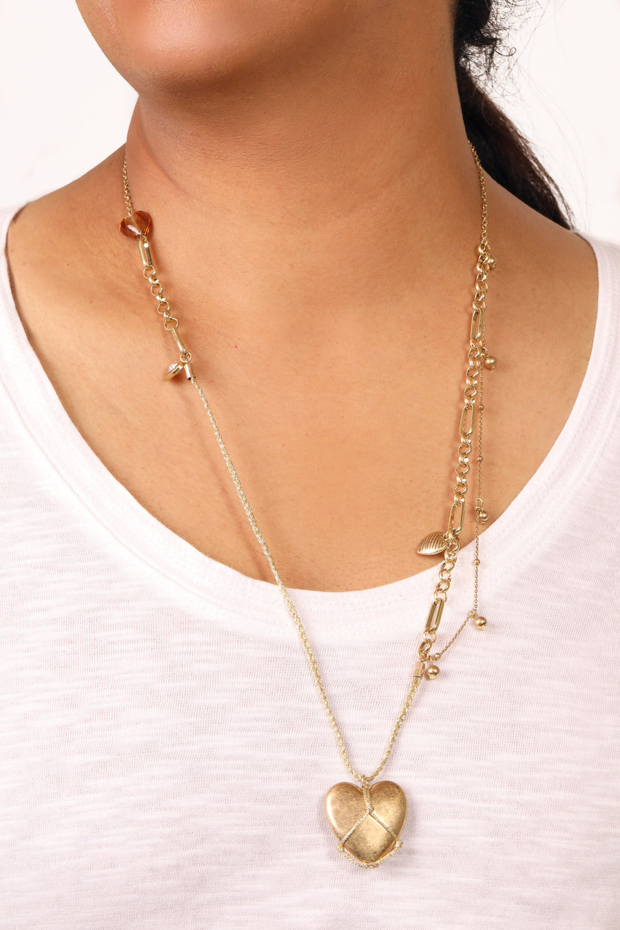 Bibi Bijoux Gold Puffed Heart Necklace