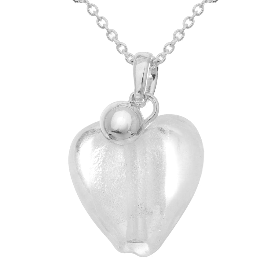 Bibi Bijoux Silver Frosted Murano Heart Necklace