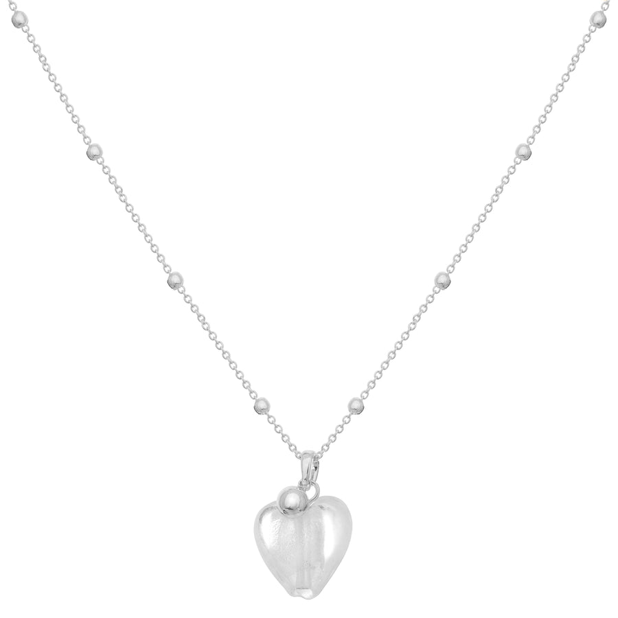 Bibi Bijoux Silver Frosted Murano Heart Necklace