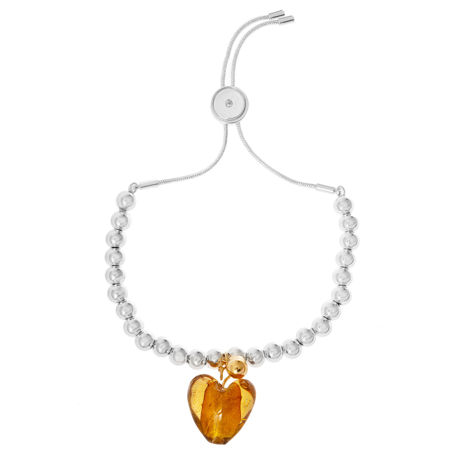 Bibi Bijoux Silver Bronze Murano Heart Ball Bracelet