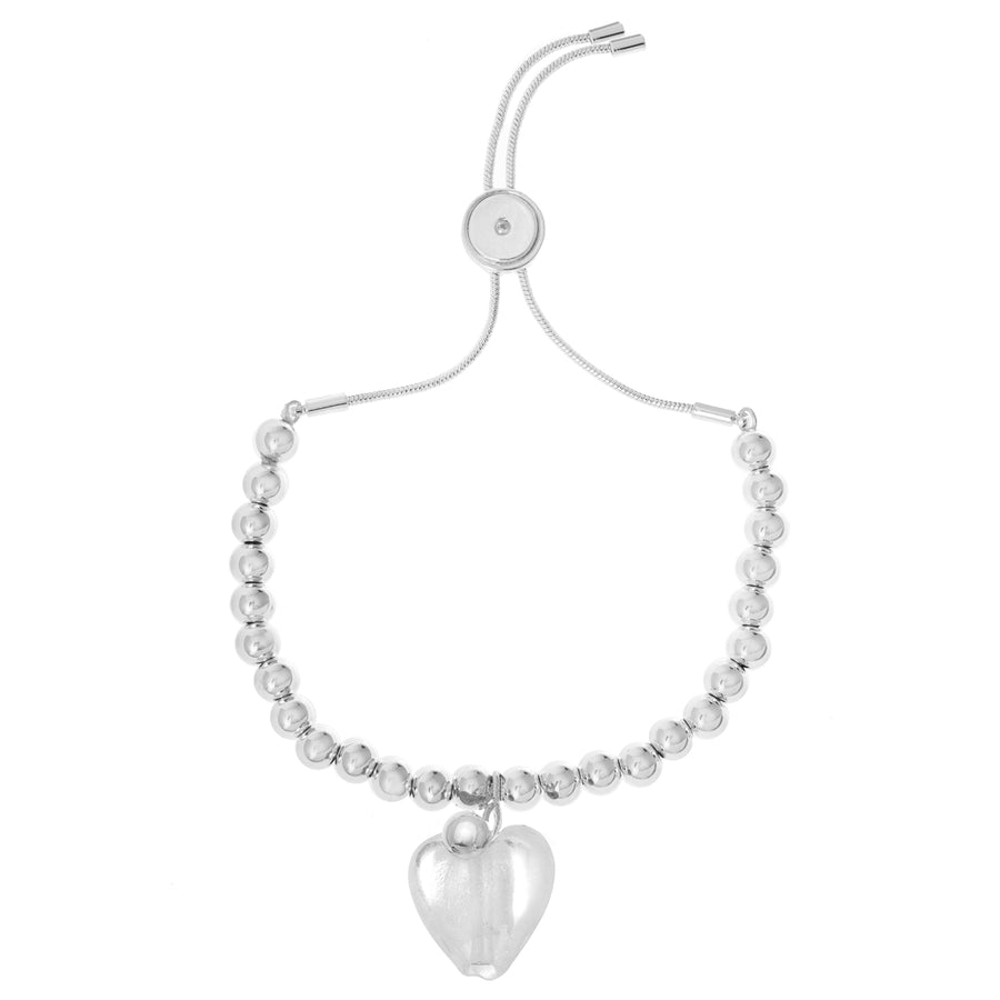 Bibi Bijoux Silver Frosted Murano Heart Ball Bracelet