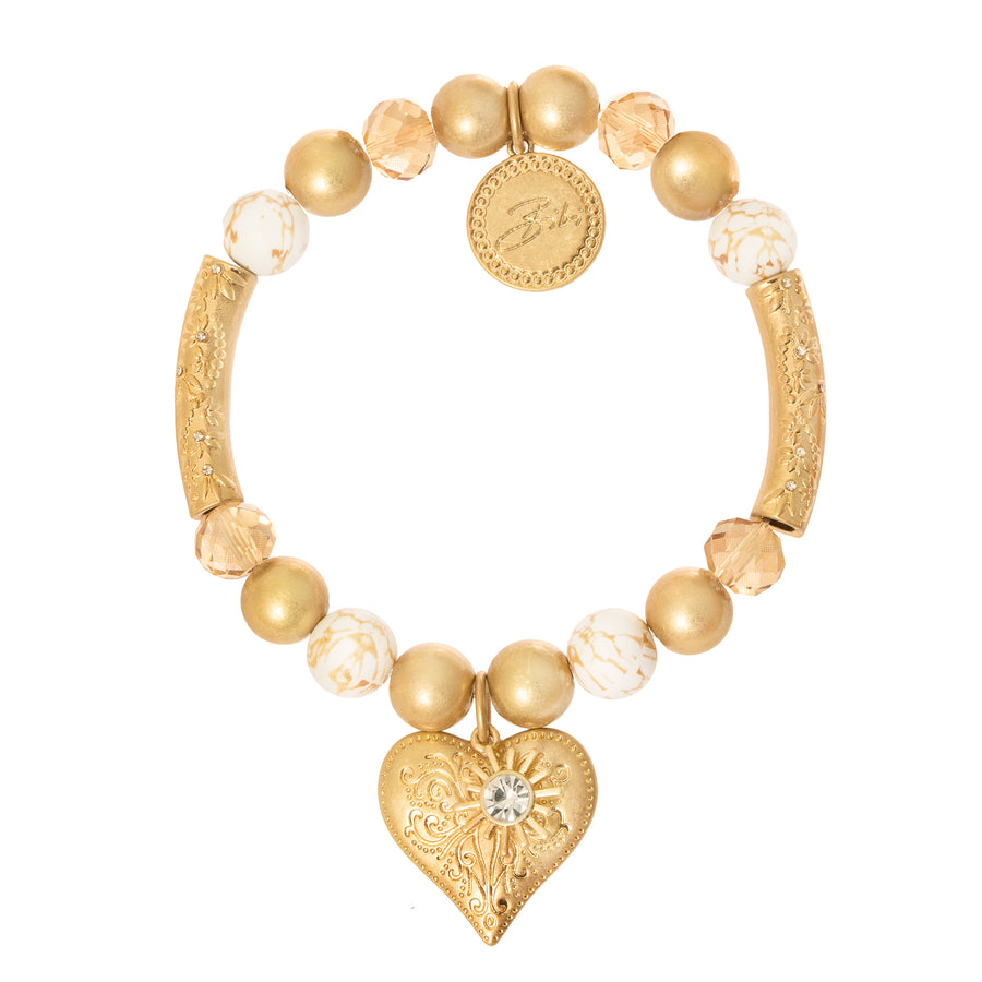 Bibi Bijoux Gold Heart & Sun Ball Bracelet