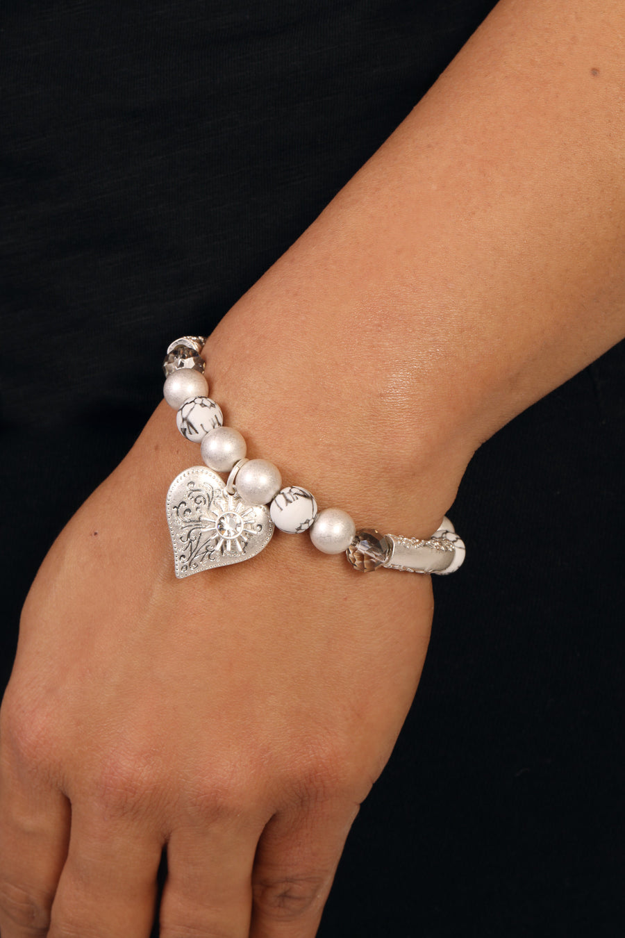 Bibi Bijoux Silver Heart & Sun Ball Bracelet