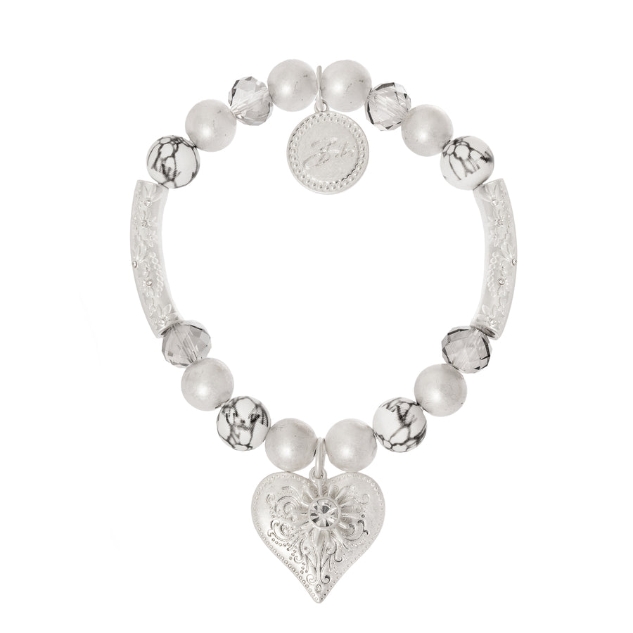Bibi Bijoux Silver Heart & Sun Ball Bracelet