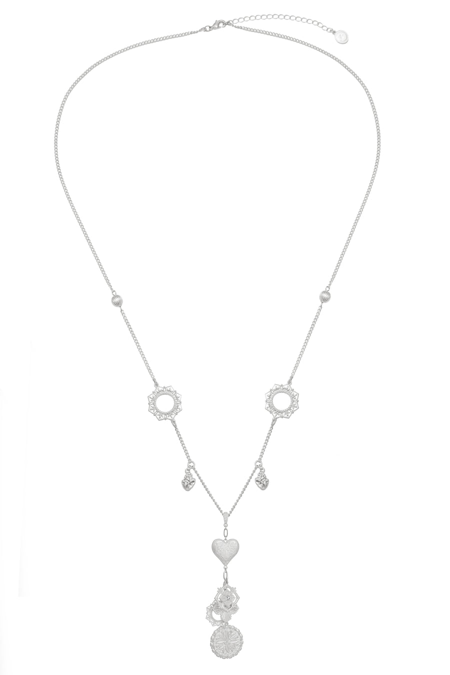 Bibi Bijoux Silver Love Struck Lariat Necklace