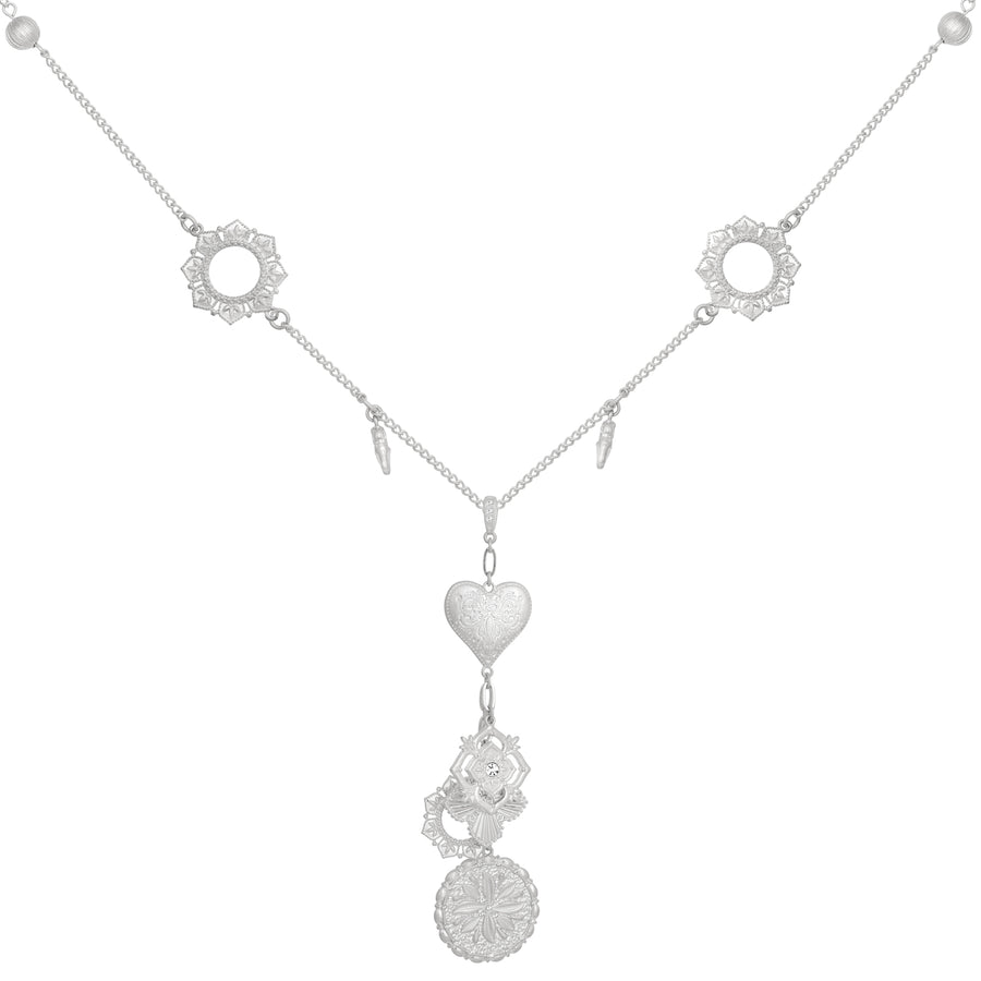 Bibi Bijoux Silver Love Struck Lariat Necklace