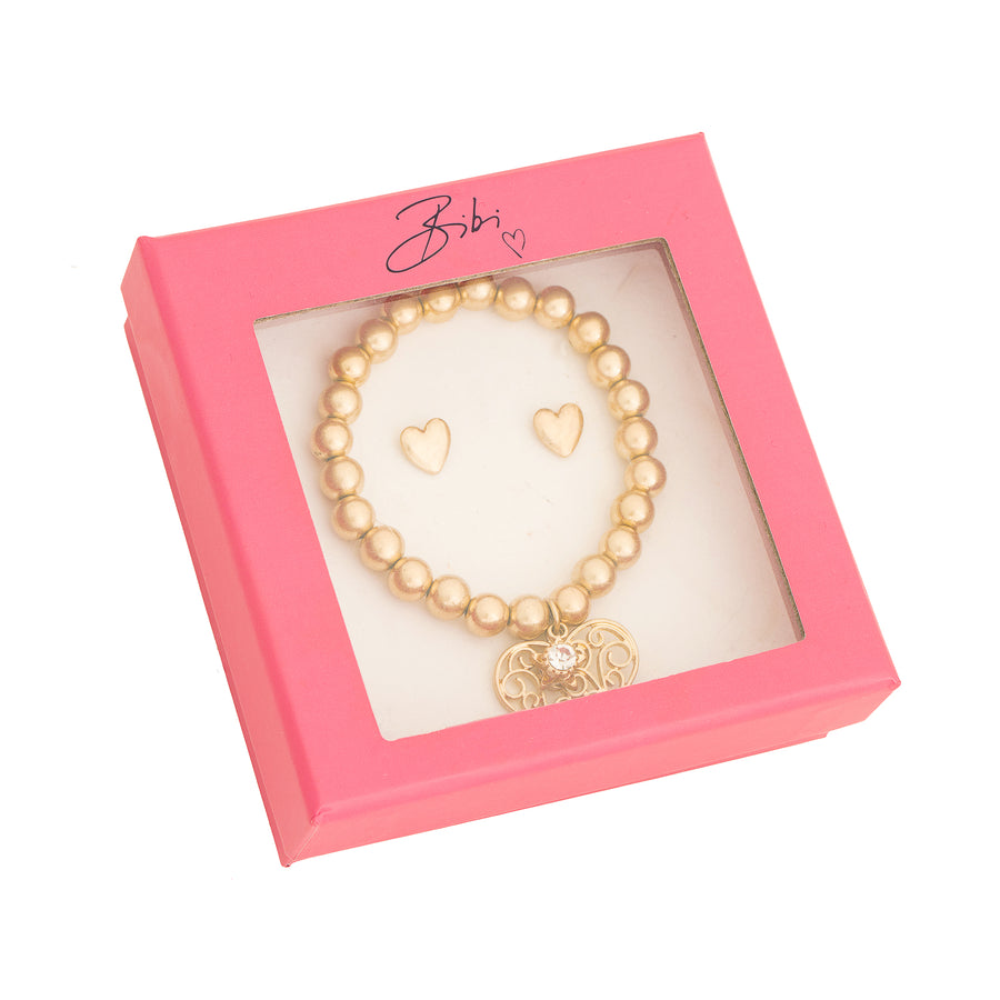 Bibi Bijoux Gold Filigree Heart Gift Set