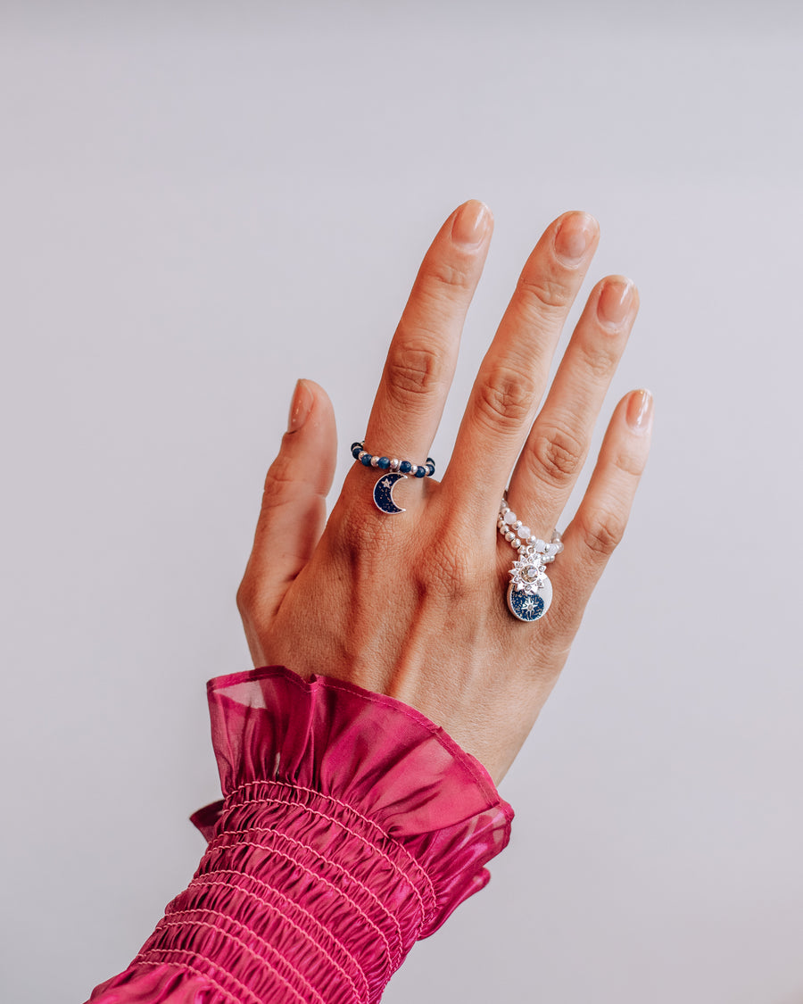 Bibi Bijoux Silver & Blue Night & Day Ring Set